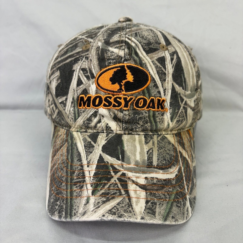 Mossy Oak Hat Camo Hunting Baseball Cap Mens OSFA Brown Orange Logo 2028